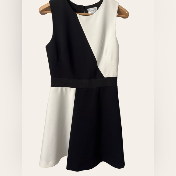MILLY NEW Black & White Asymmetrical Sleeveless Colorblock Dress Size 8 - Picture 3 of 12